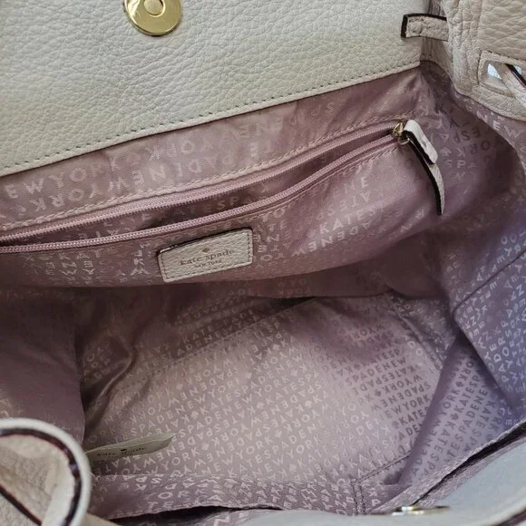 Kate Spade New York Beige Pebbled Leather Adjustable Strap Travel Backpack Bag - Picture 5 of 6
